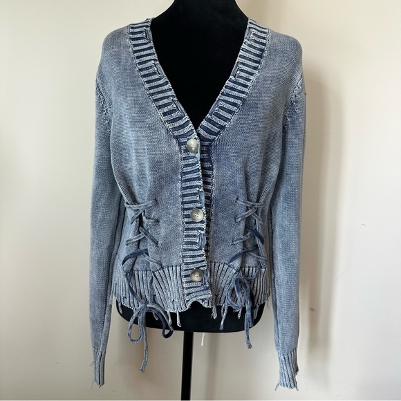 Mystree Washed Button Down Cardigan - Picture 7 of 11